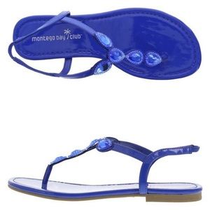 blue jeweled sandals | montego bay